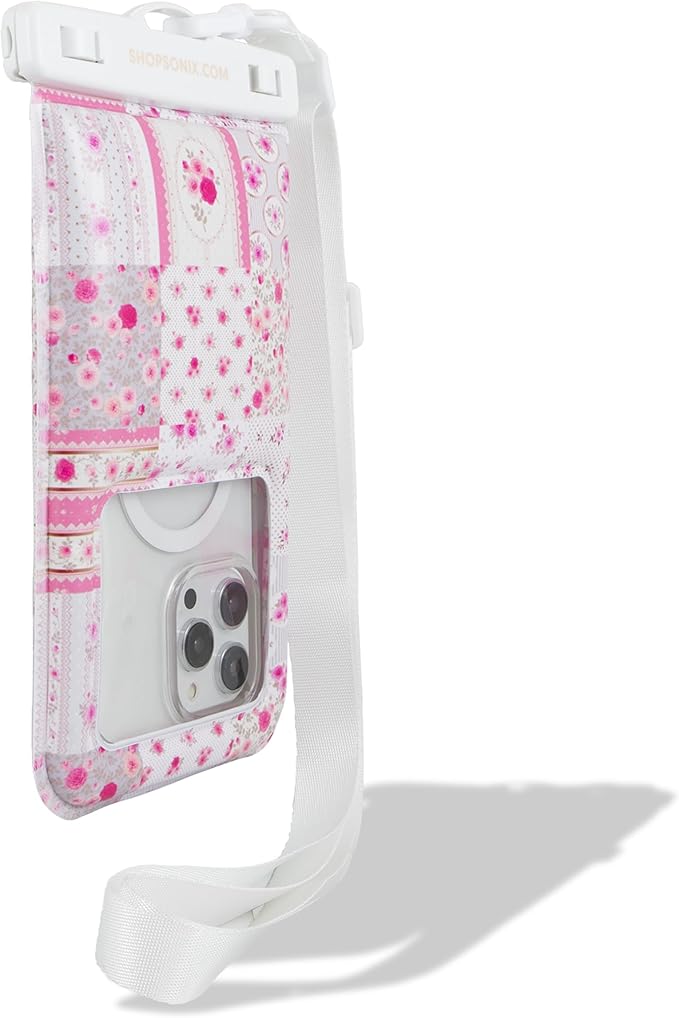 Sonix Waterproof Phone Pouch - Floating Phone Case Dry Bag w/Crossbody Lanyard - Beach Cruise Travel Essentials - Compatible w/All Devices, Touchscreen Friendly | Patchwork Cottage