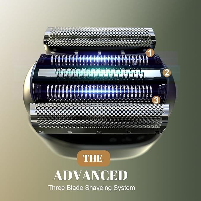 Electric Foil Shaver for Men: Portable Electric Razor for Beard/Face - 3 Floating Blade LED Display USB-C Fast Rechargeable - IPX7 Waterproof for Travel & Home - Carbon Gray