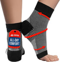 KEMFORD Ankle Compression Sleeve - Plantar Fasciitis Braces - Open Toe Compression Socks for Swelling, Sprain, Neuropathy, Foot Arch Support for Men and Women - 20-30mmhg, M, Black and White