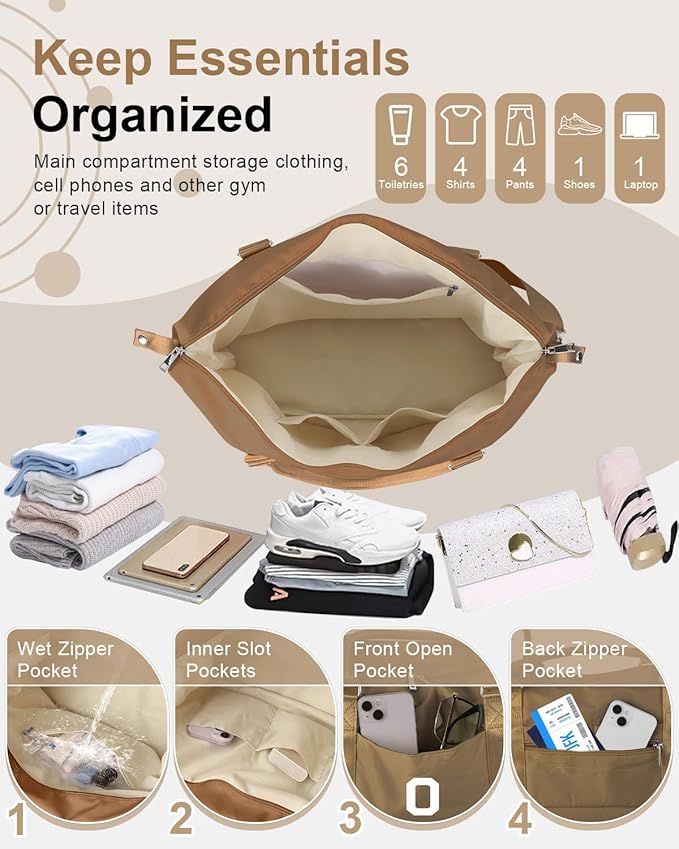 Birthday Graduation Gifts for Daughter,Initial Travel Duffel Bag Sports Gym Bag for Girls Teen Kids Birthday Gifts,Personalized Weekender Bag Carry On Tote Bags Cute Overnight Bag for Women(Brown, O)