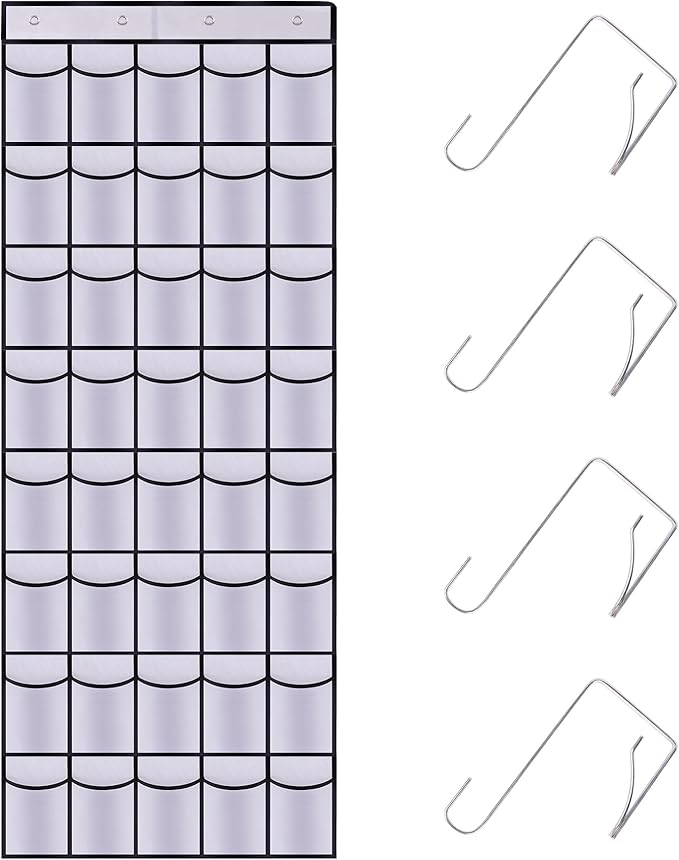 40 Mesh Pocket Over the Door Shoe Organizer,Hanging Shoe Rack for Closet Storage Holder for Dorm Room College Classroom Storag(White)