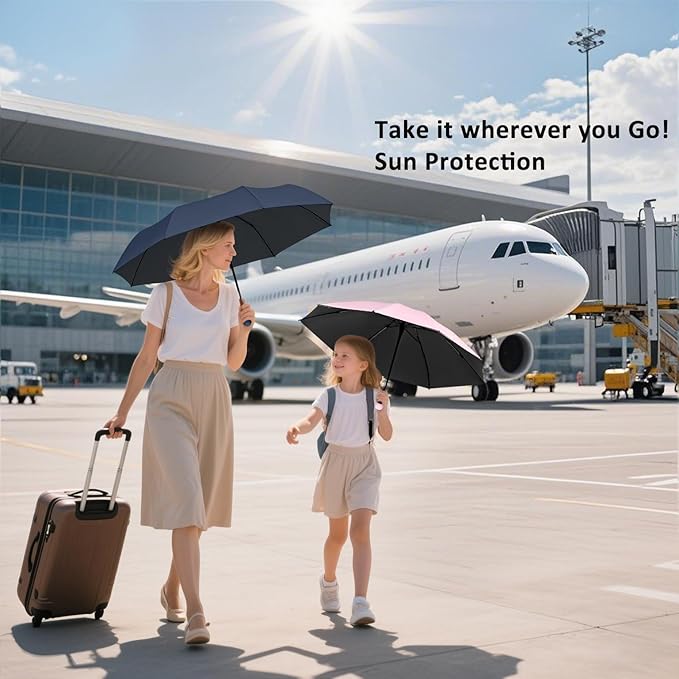 BAODINI Travel Mini Umbrella for Purse With Case Small Compact UV Sun Protection Sun Lightweight Tiny Pocket Umbrella for Women Kids and Men