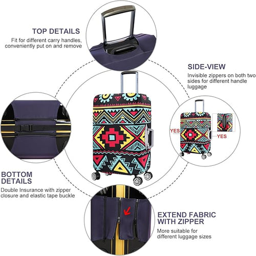 7-Mi Travel Luggage Cover Elastic Sleeve 19"-20" Anti-Scratch Suitcase Protector Cover Size S, Bohemia
