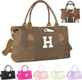 Birthday Graduation Gifts for Daughter,Initial Travel Duffel Bag Sports Gym Bag for Girls Teen Kids Birthday Gifts,Personalized Weekender Bag Carry On Tote Bags Cute Overnight Bag for Women(Brown, H)