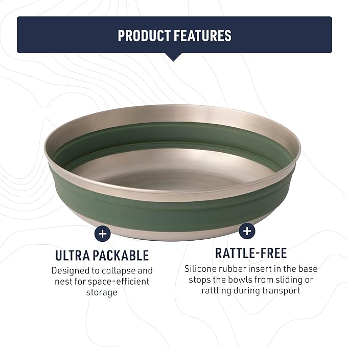 Sea to Summit Detour Stainless Steel Collapsible Bowl, Medium (22 fl oz), Bombay Brown
