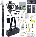 Goture Fishing Rod and Reel Combo - Carbon Fiber Telescopic Fishing Pole - Spinning Reel 9+1 Shielded Bearings Stainless Steel BB - A