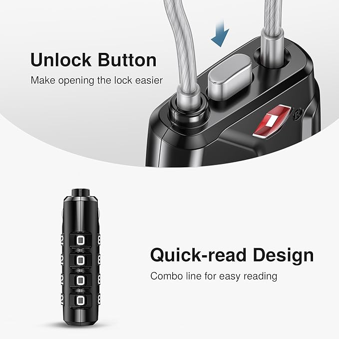 Puroma 6 Pack TSA Approved Luggage Locks, 4 Digit Combination Travel Locks Resettable Code Lock with Zinc Alloy Body for Suitcase, Toolbox, Backpack, Bag, Gym Locker (Black)