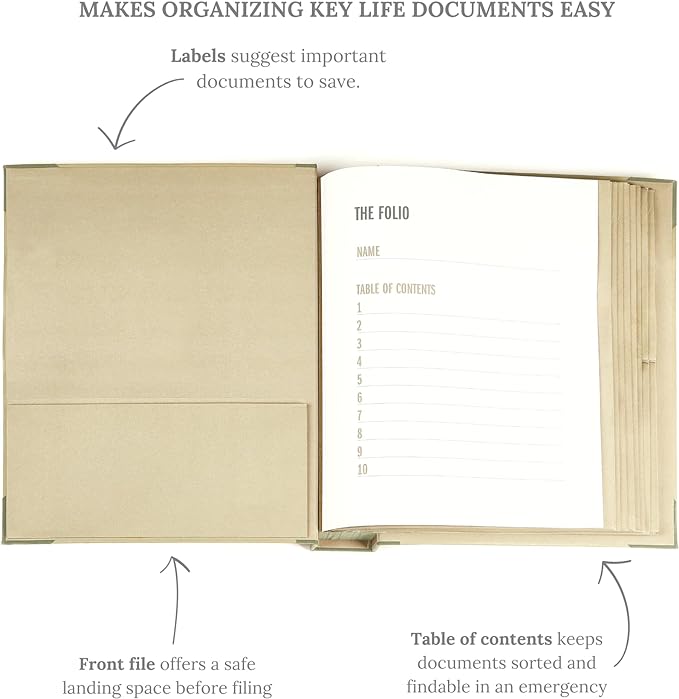 Savor | 2025 Edition The Folio™ Document Organizer | Custom Dyed Cloth-Bound Expanding File for Important Papers, Passports, Birth Certificates & More | Ideal for Home Organization & Graduation Gift