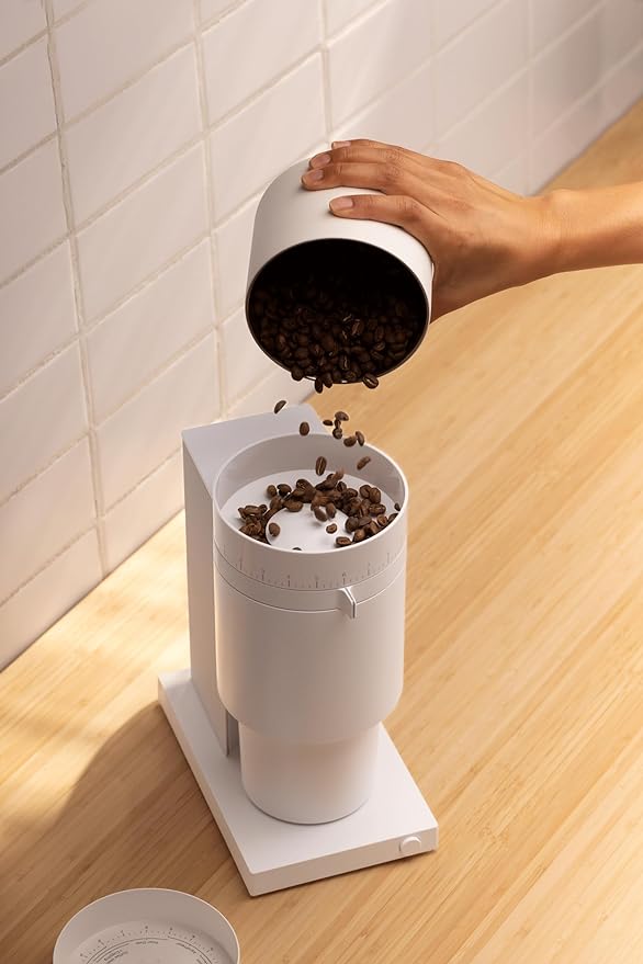 Fellow Opus Conical Burr Coffee Grinder - Espresso Grinder with 41 Settings for Espresso, Drip, French Press, & Cold Brew - Matte White
