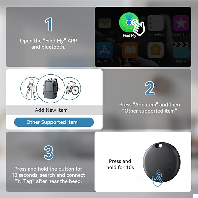 Air Tracker Tags-2Pack Smart Bluetooth Tracker,Smart Tag Item Finders with Find My(iOS Only) App,Smart Tag Locator Tracking Device,Keys Finder and Item Locator,for Luggage,Satchel,Backpack,Pets