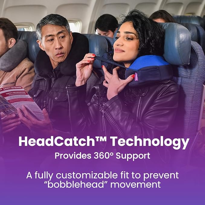 Cabeau Travel Neck Pillows for Airplanes – The Neck’s Evolution, TNE S3 – Supportive Memory Foam Design for Long Haul Flights – Attachable Seat Straps and 360° Support (Berlin Grey)