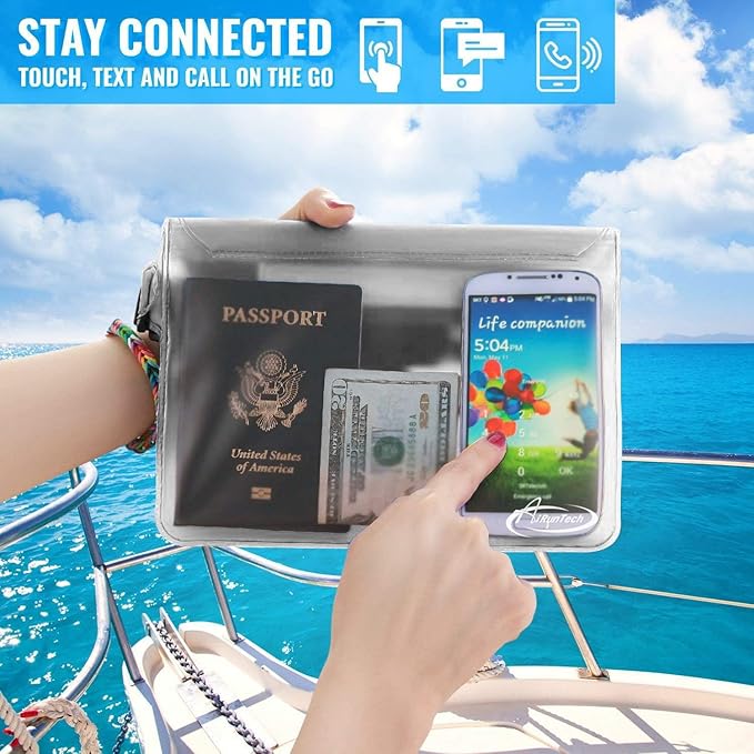 AiRunTech Waterproof Phone Pouch, Cruise Essentials 4-Piece Set, Beach Vacation Kayak Cruise Accessories Must Haves, Waterproof Bag for Travel with Phone Lanyard (2 Phone Cases + 2 Fanny Packs)