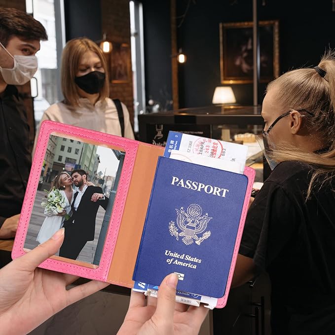 Herain Passport Holder for Travel Cruise Essentials 2 Pcs, Passport Cover Wallet Case Women Men Family, Passports Book Holders Travel Gifts Accessories Vacation Must Haves