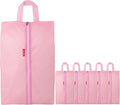 6pcs Portable Shoe Organizer, Travel Pouches with Zipper, Golf Shoe Bags, Clothes Bags, Soccer Cleats Bag Shoe Pouch for Gym, Waterproof, Odor-Resistant (Pink)