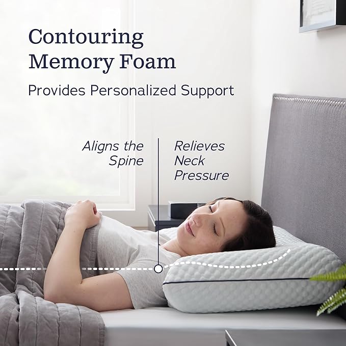 WEEKENDER Gel King Size-1-Pack-Medium Plush Feel-Neck and Shoulder Support-Side, Stomach, and Back Sleepers-Home, Hotel, & Hospital Essentials-CertiPur Certified Memory Foam Pillow, Blue