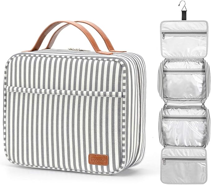 Hanging Travel Toiletry Bag,Large Capacity Cosmetic Travel Toiletry Organizer for Women with 4 Compartments & 1 Sturdy Hook,Perfect for Travel/Daily Use/Christmas