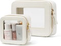 Popvibe Clear Makeup Bag Travel Cosmetic Case Transparent Toiletry Bag with Zipper, Portable Make Up Organizer Traveling Compact Car Bag for Essentials