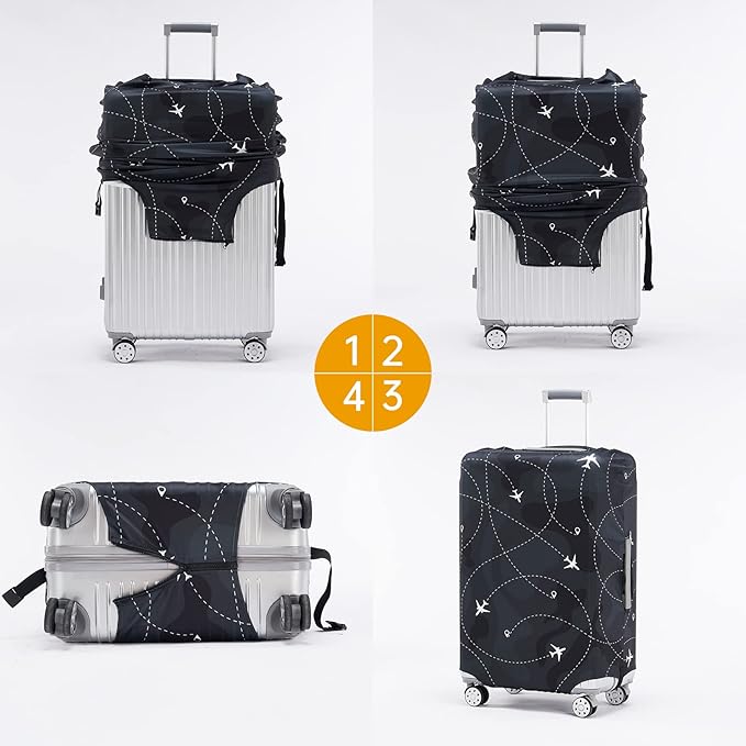 Travelkin Luggage Cover For Suitcase Tsa Approved, Suitcase Cover Protector Fits 18-32 Inch Luggage(M for 22-25 Inch Luggage)