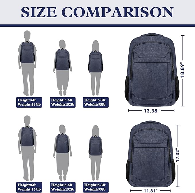 Travel Laptop Backpack, Travel Backpack, Lightweight Business Anti Theft Slim Sturdy Laptops Bag, Water Resistant College School Computer Bag Gift for Men & Women Fits 15.6 Inch Notebook, Blue