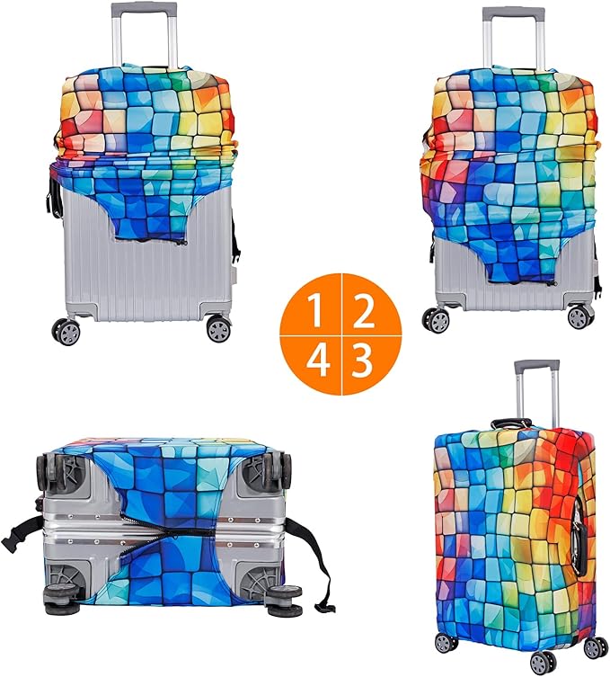 MosaiRudo Travel Luggage Covers For Suitcase Tsa Approved,Suitcase Cover Protector Fit 18-32 Inch Luggage Travel Accessories (T2481, M)