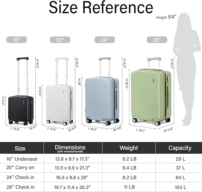 Hanke 20 Inch Hard Shell Suitcases with Spinner Wheels, Lightweight Carry On Luggage 22x14x9 Airline Approved Built-in TSA Lock, Durable Suitcase Rolling Luggage Carry-On Bag(Smoke White)
