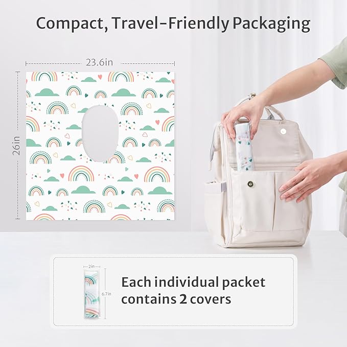 Blissful Diary 20 Pcs Toilet Seat Covers Disposable for Toddlers & Adults, Extra Large Waterproof, Portable Package for Travel, Kids Potty Training