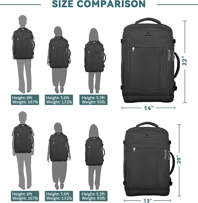 60L Extra Large Travel Laptop Backpack,3XL Expandable Carry On Backpack for Men, Big Capacity Heavy Duty Business Suitcase Daypack Bag Fits 18.4-19 Inch Laptops, Travel Gifts for Men Women, Black