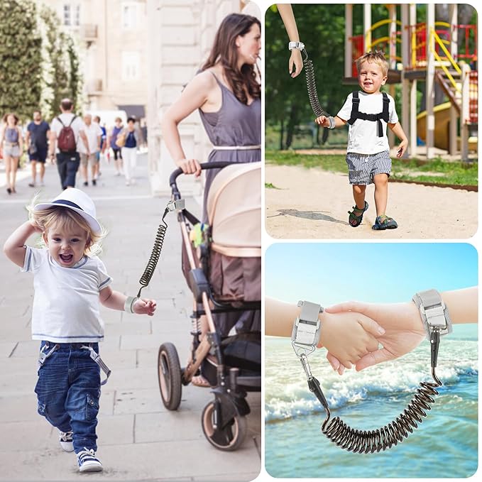 Accmor Toddler Harness Leash + Anti Lost Wrist Link, Cute Dinosaur Kids Leash Walking Harness, Baby Leashes for Toddlers, Child Harness Leash Wristband Assistant Strap Belt for Boys Girls Outdoor