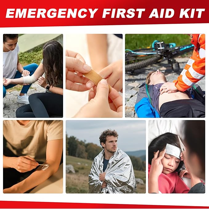 Mini First Aid Kit,132 Piece Small Waterproof Emergency Medical Kit for Travel, Car, Home, Office, Camping, Hiking - Compact Outdoor Survival Kit Includes Emergency Foil Blanket, Scissors