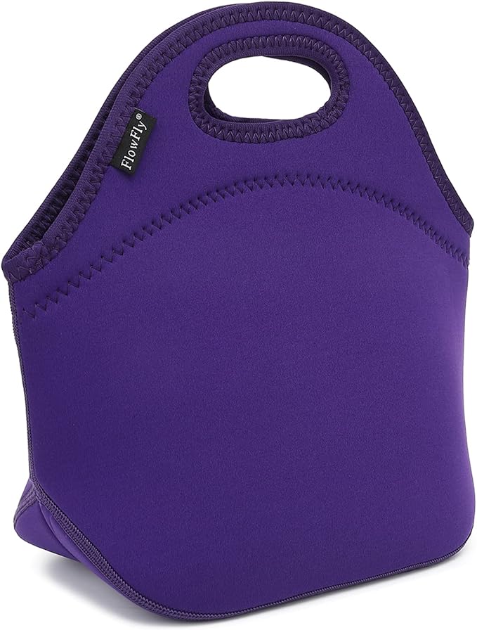FlowFly Neoprene Kids Lunch box Insulated Soft Bag Mini Cooler Thermal Meal Tote Kit for Boys, Girls,Men,Women,School,Work, Office, Purple
