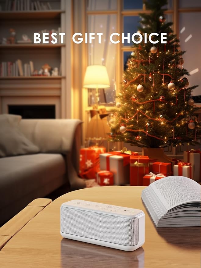 OnLyee White Noise Machine for Office Privacy & Noise Canceling, USB Rechargeable Sound Machine for Sleeping Adults, 42 Soothing Sounds, Lullabies, Fan Sounds, Auto-Off Timer – Ideal for Sleep & Focus