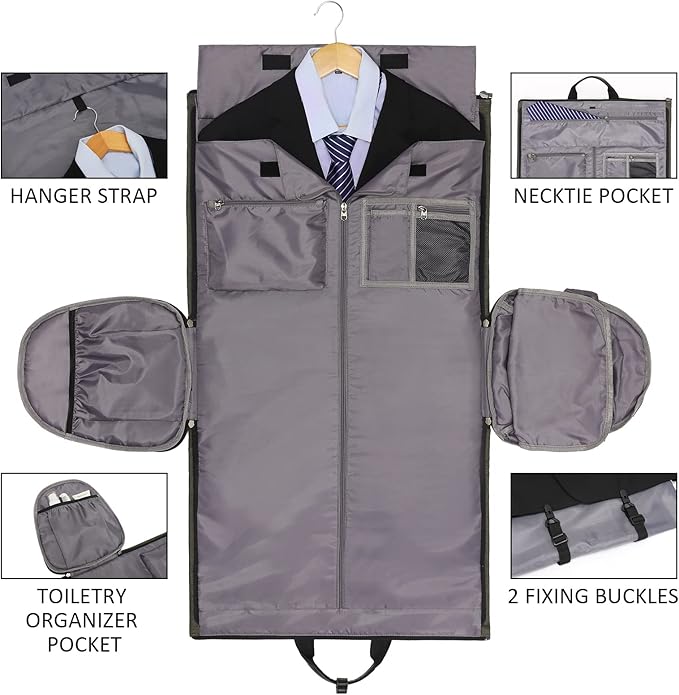 Convertible Garment Bag with Shoulder Strap, Modoker Carry on Garment Duffel Bag for Men Women - 2 in 1 Hanging Suitcase Suit Travel Bags,Forest Night