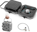 Gonex 2 Burner Propane Camping Stove with Griddle & Grates, Portable Foldable Cooking Stove with Total 16,000 BTU, Two Piezo Ignition Adjustable Burners for Camping, Patio, Emergency, Hiking (Grey)