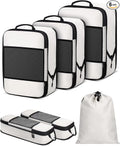 6 PCS Set Compression Packing Cubes for Travel, Lightweight Packing Organizer Bags Travel Essentials for Carry On, Suitcase, Home Closet - Beige