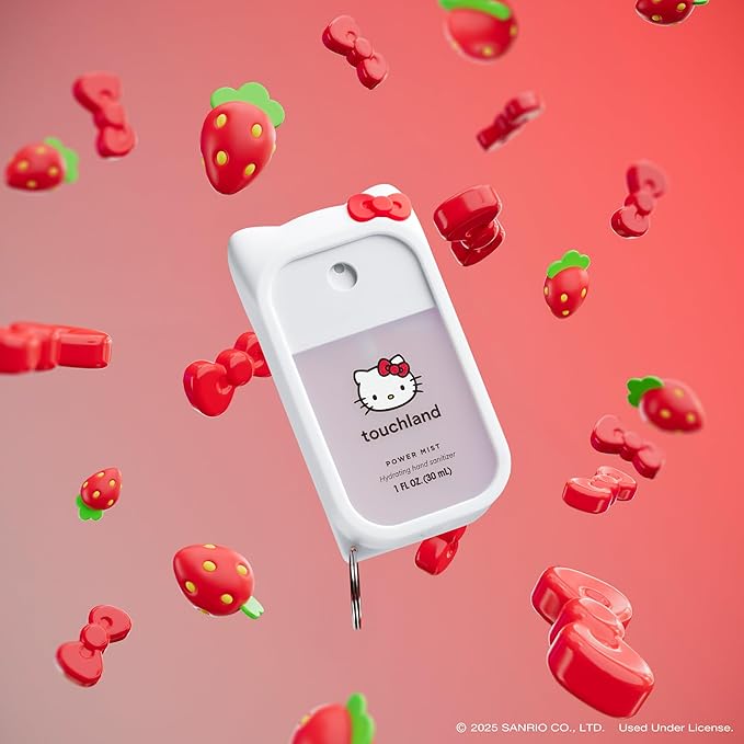 Touchland x Hello Kitty® Hand Sanitizer + Mist Case, Scented & Stylish Hydrating Sanitizer Spray Bundle, Travel Size, Dye Free