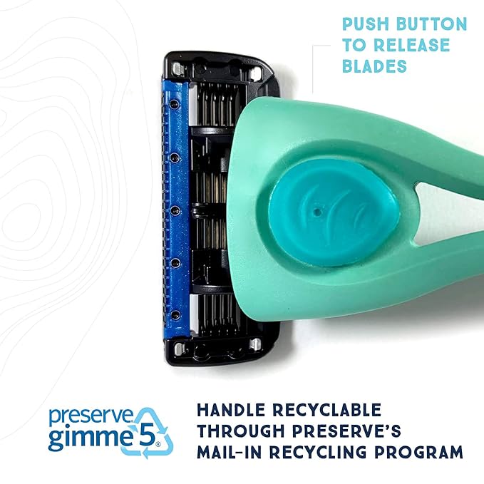 Preserve Shave 5 Five Blade Refillable Razor, Made from Recycled Materials, Key Lime