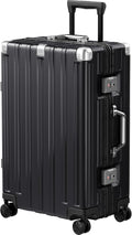Krute Luggage 24 Inch Aluminum Frame Zipperless Suitcase with Spinner Wheels Checked Luggage PC+ABS Lightweight Hardshell