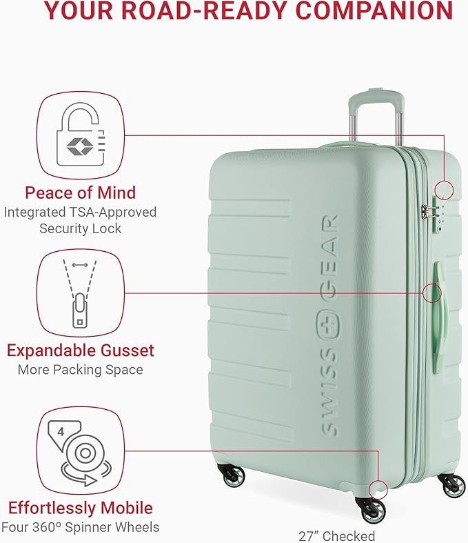 SwissGear 7366 Hardside Expandable Luggage with Spinner Wheels, Clearly Aqua, 3-Piece Set (19/23/27)