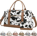 Travel Duffle Bag for Women, Weekender Bags, Hospital Bag for Labor Delivery, Lightweight Tote Duffel Overnight Bag with Luggage Sleeve, Airplane Travel Bags with Toiletry Bag, X-Large, Cow