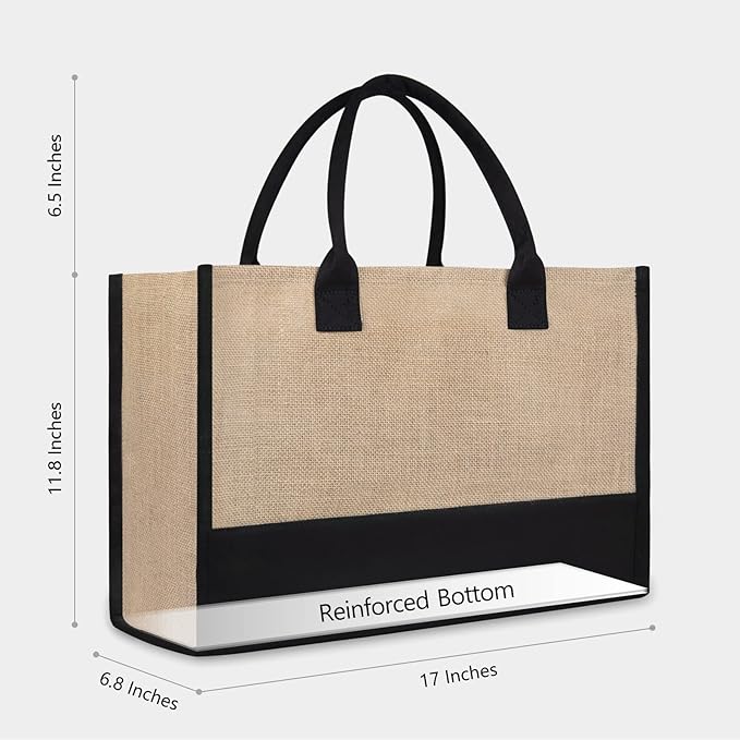 TOPDesign Initial Jute/Canvas Tote Bag, Personalized Present Bag, Suitable for Wedding, Birthday, Beach, Holiday, is a Great Gift for Women, Mom, Teachers, Friends, Bridesmaids (Letter B)