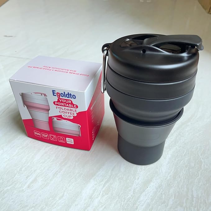 Collapsible Coffee Cup, 2 Pack 20 OZ 600ml Silicone Travel Folding Cup, Leak Proof BPA Free Portable Cup, Travel mug with Lids for Camping hiking (2 * 20OZ)