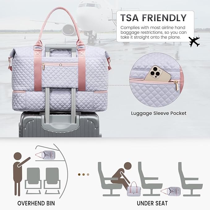 LOVEVOOK Travel Duffle Bag,Weekender Bags for Women with Shoe Compartment，Carry on Overnight Bag with Toiletry Bag,Gym Duffel Bag with Wet Pocket, Hospital Bags for Labor and Delivery