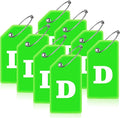 8 Pcs Luggage Tags for Suitcases, 26 Initial Letter Travel Luggage Baggage Identification Labels ID Tags Fully Bendable Tags with Stainless Steel Loop (Letter D, Green)