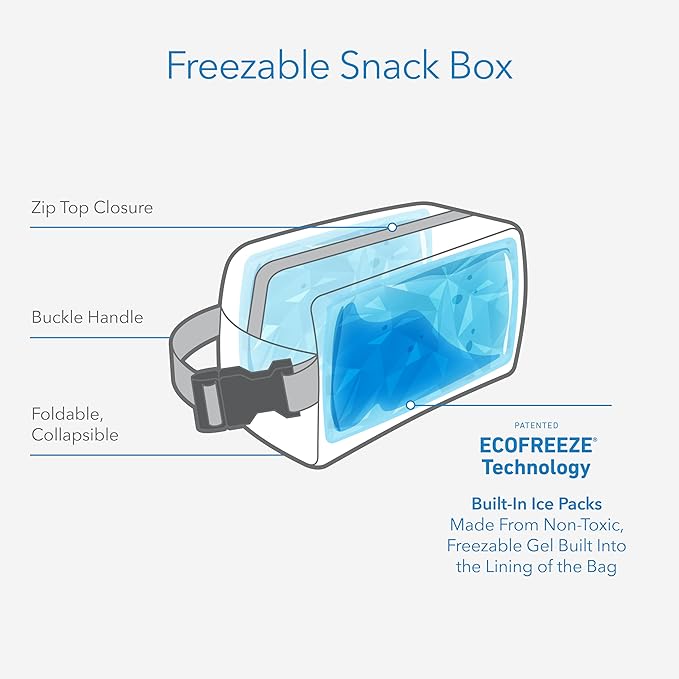 PackIt Freezable Snack Box, Charcoal Camo, Built with ECOFREEZE Technology, Collapsible, Reusable, Zip Closure with Buckle Handle, Great for All Ages and Fresh Snacks on the go