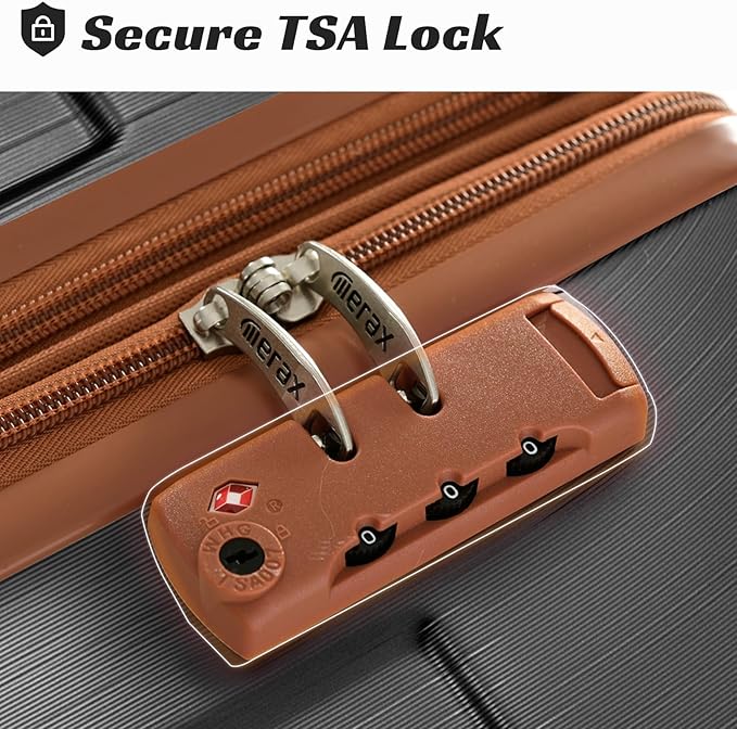 Merax Luggage Sets 2 Piece Suitcases with Wheels, Hardshell ABS Expandable and Lightweight, TSA Lock, Spinner Wheels, Carry On Luggage with Corner Guards (20 28 inch Black Brown)