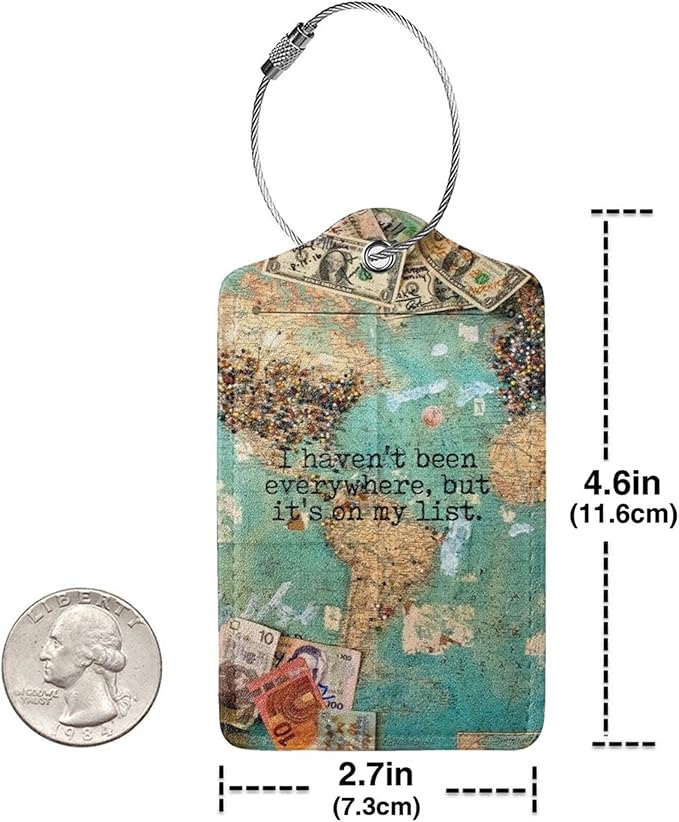2 Pack Travel Luggage Tags for Suitcases Women Men Kids, Bag Tags for Leather Luggage with Waterproof Suitcase Tags Privacy Cover Name ID Label Steel Loop for Travel Bag Suitcase