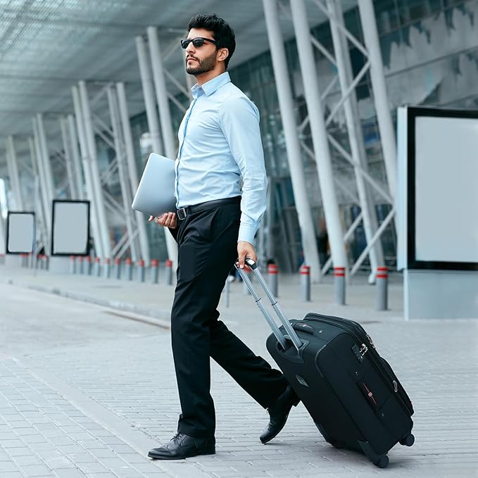 Softside Expandable Luggage with 4 Spinner Wheels, Durable Checked-Luggage Suicase (Blue, 29-Inch)
