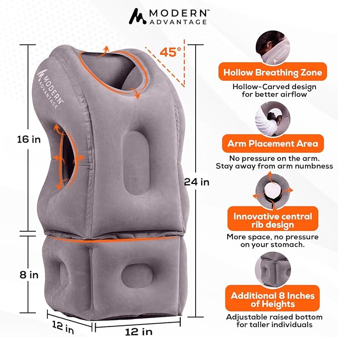 Modern Advantage Inflatable Travel Pillow for Airplanes with Adjustable extra Bottom, Support head & chin to avoid Neck & Shoulder Pain for Travelling office napping with Eye Mask & Earplug, Pack of 2