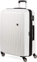 SwissGear 7272 Energie Expandable Hardside Luggage with Spinner Wheels and TSA Lock, White, Checked-Large 27-Inch