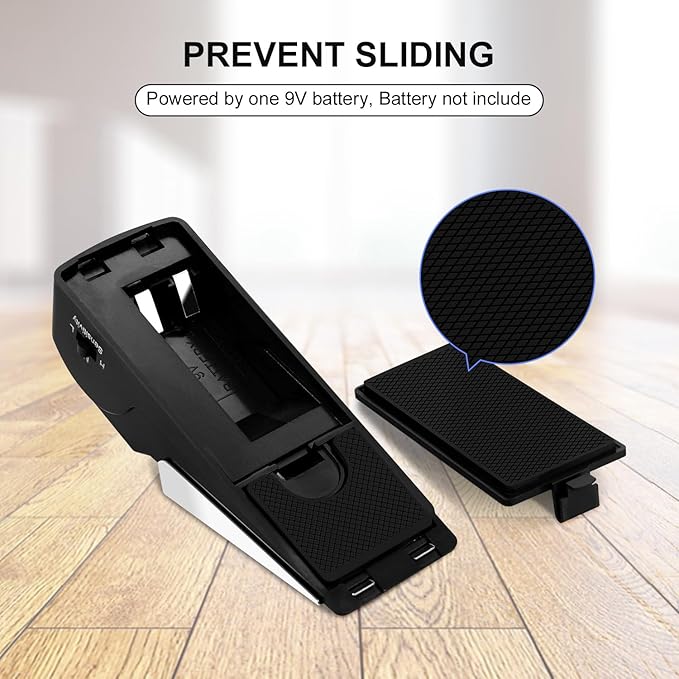 1 Pack Door Stop Alarm, Door Stopper with 120DB Security Alarm, Floor Wedge Door Stop Siren, Door Security Devices for Traveling, Apartment, Hotel and Home, Black